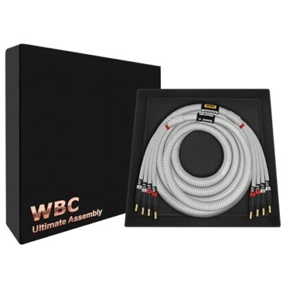 WORLDS BEST CABLES 12 pés Ultimate - 9 AWG - Ultra-Pure OFC - Cabo de alto-falante audiófilo HiFi único bi-Amp premium para canal central com plugues banana dourado Eminence e jaqueta de tweed prata (Equipamentos)