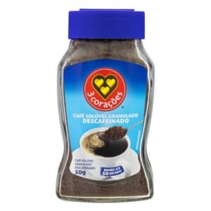 3 Corações Café Solúvel Descafeinado, Vidro 50G