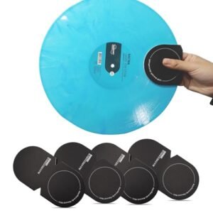 MayRecords Luva de limpeza de discos de vinil - 4 peças limpador e protetor de discos de vinil material de microfibra macia antiestática acessórios para toca-discos de mordomo (preto) (Equipamentos)