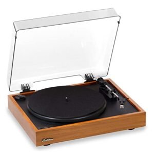 Electrohome Montrose Wireless Vinyl Record Player 2-Speed Belt-Drive Turntable, with Audio-Technica Stylus, Bluetooth, Vinyl-to-MP3 Recording, Speed Control Motor, Built-in Preamp, Wood Plinth (RR36) (Equipamentos)