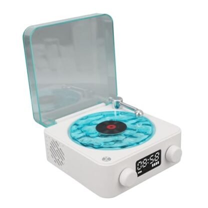 Reprodutor de Discos de Vinil, Alto-falante Portátil Vintage Com Luz Noturna Suave, Som Estéreo Nítido Reprodutor de Discos retrô Com Bluetooth para Quarto de Casa e Escritório (Equipamentos)