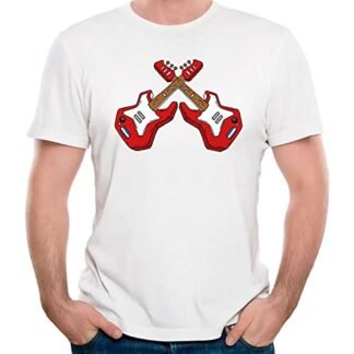 Camiseta guitarras rock camisa banda música rock and roll Cor:Preto;Tamanho:G (Camisetas)