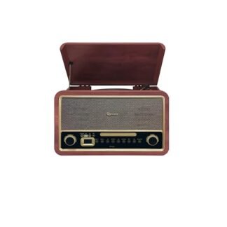 Raveo Vitrola Turner com Toca-discos de 3 velocidades, Rádio FM, CD e Cassete players, USB (reproduz e grava), entrada e saída auxiliares e tecnologia de conexão Bluetooth.