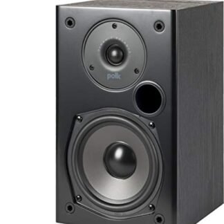 Polk Audio Alto-falantes para estante de home theater T15 de 100 watts – Áudio de alta resolução com resposta de graves profundos | Dolby e DTS Surround | Montável na parede| Par, preto (Equipamentos)