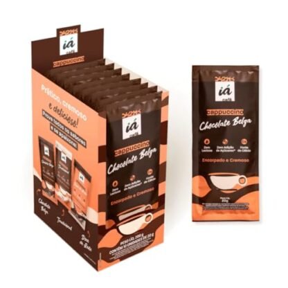 iá café, Display Cappuccino Chocolate Belga 10 sachês Zero Acucar Zero Lactose Encorpado Cremoso