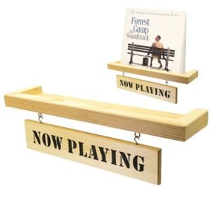 slcinwzdt Suporte de parede para discos de vinil Now Playing, comporta até 5 discos de madeira, vinil para parede, armazenamento de discos de vinil, acessórios para tocadores de discos, suporte de (Equipamentos)