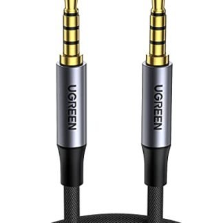 UGREEN Cabo de áudio de 3,5 mm trançado de 4 pólos Hi-Fi estéreo TRRS Jack blindado macho para macho Cabo AUX compatível com iPad, telefones Samsung, tablets, aparelhos de som automotivos, fo