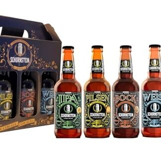 Kit Presente Cerveja Artesanal Churrasco 4 garrafas Cerveja 500 ml e Taça - Schornstein