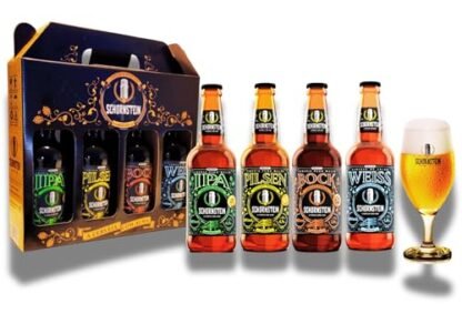 Kit Presente Cerveja Artesanal Schornstein Churrasco 4 garrafas Cerveja 500 ml e Taça 350 ml