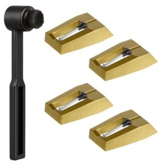 Agulhas de substituição para toca-discos de vinil, 4 peças de substituição Stylus Diamond Record Player Agulha de toca-discos com escova de limpeza Stylus para fonógrafo (Equipamentos)
