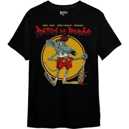 Camiseta Ratos de Porão Mickey Pirata (BR, Alfa, GG, Regular, Preto) (Camisetas)