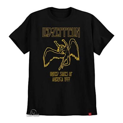 Camiseta Led Zeppelin Tour 1977 Camisa Bandas Ultra Skull (M) (CDs)