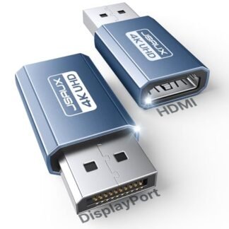 Pacote com 2 adaptadores DisplayPort 4K para HDMI, JSAUX DP PC para monitor HDMI, conversor de vídeo UHD 2K@120Hz, 4K@30 DP para HDTV macho para fêmea, adaptador unidirecional compatível com Dell
