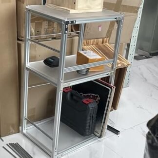 Suporte para toca-discos com armazenamento de discos de vinil, suporte de disco, suporte de disco estilo mesa de canto em alumínio prateado e acrílico, mesa de disco moderna (Equipamentos)