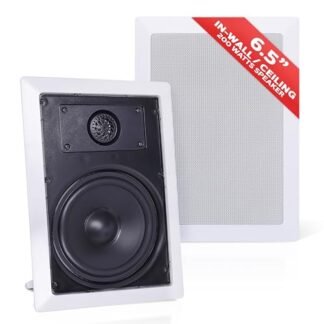 Alto-falante de som estéreo bidirecional – Sistema de alto-falantes de áudio profissional duplo – Montagem embutida na parede/no teto branco, meio de 16,5 cm, tweeter de polímero de 1,27 cm – Home Theater interno – Pyle PDIW65 (par) (Equipamentos)
