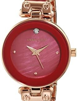 Anne Klein Relógio feminino genuíno com mostrador de diamante, ouro rosa/vinho, Vestido