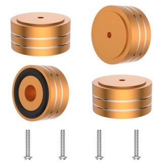 Tertullus 4 peças de pés de isolamento de alto-falante dourado com 4 peças de parafusos e arruelas, pés de toca-discos, almofada à prova de choque de alumínio de 40 mm × 20 mm para dispositivos Hi-Fi Amplificador toca-discos CD Gravador DAC (dourado) (Equipamentos)