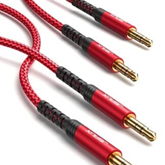JSAUX Pacote com 2 cabos AUX, [revestimento de cobre de 1,2 m, som Hi-Fi] Cabo auxiliar TRS de áudio de 3,5 mm, cabo auxiliar trançado de nylon, compatível com estéreos de carro/casa, alto-falante