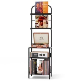 Suporte para toca-discos, suporte de toca-discos com armazenamento de discos de vinil, mesa de canto para discos de vinil (Equipamentos)