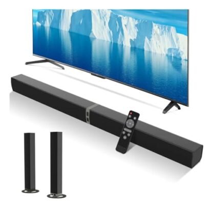 Barra de Som 32 Polegadas 60W, 5.0 Canais com Alto-Falantes destacáveis, Bluetooth 5.0 - Conexões Óptico/HDMI/AUX, Controle Remoto - Home Theater para TV e Festas - Preta