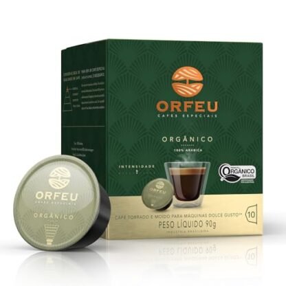 Orfeu Café Orgânico 10 Cápsulas Compatível com Dolce Gusto®, 100% Arabica, Torra Média, 90g