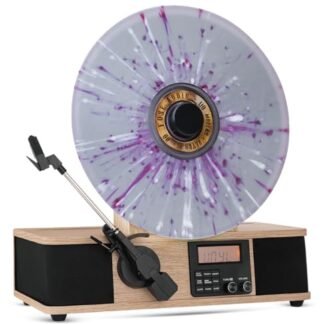 Fuse Reprodutor de discos vertical com suporte de capa de álbum Bult In - Leitor de vinil moderno de meados do século com alto-falantes embutidos e Bluetooth - toca-discos de áudio doméstico de rádio (Equipamentos)