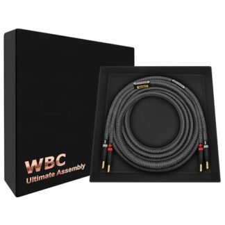 WORLDS BEST CABLES Cabo de alto-falante único HiFi Audiófilo Premium 8 AWG - 8 AWG - OFC ultra puro - para canal central com plugues banana dourado Eminence e jaqueta de tweed de carbono (Equipamentos)