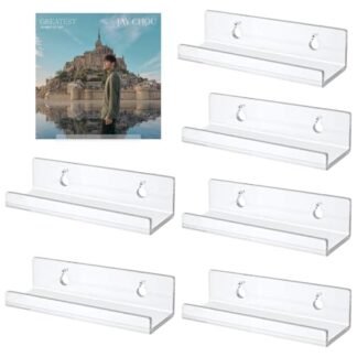 Suporte de parede transparente para disco de vinil, pacote com 6, prateleira de armazenamento de discos de vinil de 10 cm, prateleira de exibição de álbuns de vinil LP Records, prateleiras de parede (Equipamentos)