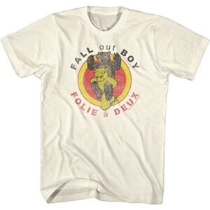Camiseta Fall Out Boy Rock Band Triângulo Coroa Adulto Manga Curta Camisetas Música Anos 90 Camisetas Gráficas Legais, Natural, GG (Camisetas)