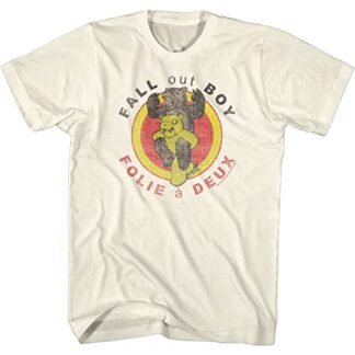 Camiseta Fall Out Boy Rock Band Triângulo Coroa Adulto Manga Curta Camisetas Música Anos 90 Camisetas Gráficas Legais, Natural, GG (Camisetas)