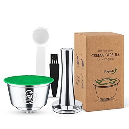 Cápsula de café recarregável, com filtro, reutilizável compatível com cafeteiras Dolce, Gusto, com colher e escova