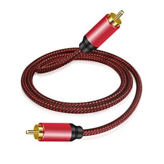 Tiierzon Cabo de áudio coaxial digital de 1,5 m, cabo de subwoofer macho 1RCA para 1RCA macho cabo de vídeo RCA trançado de nylon para subwoofer, home theater, HDTV, sistemas Hi-Fi (1,5 m)
