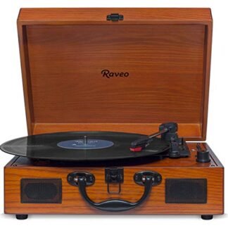 Vitrola Toca Disco Vinil Retro Bluetooth Usb Auxiliar Reproduz E Grava Em Mp3 Bivolt Vintage Raveo Sonetto Wood