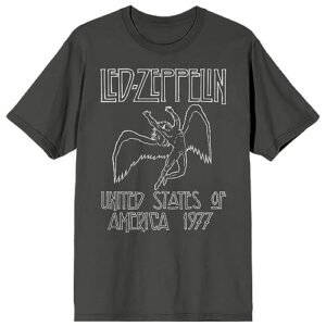 Camiseta masculina Led Zeppelin Falling Icarus 1977 gola redonda manga curta carvão, Cinza, M (Camisetas)