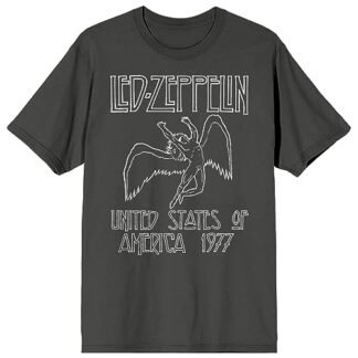 Camiseta masculina Led Zeppelin Falling Icarus 1977 gola redonda manga curta carvão, Cinza, M (Camisetas)