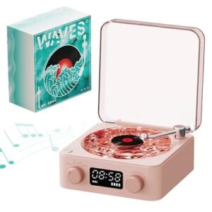 Leitor de vinil The Waves com 4 modos de reprodução, toca-discos de vinil sem fio com luz ambiente, som de qualidade, controle inteligente, tonearm, toca-discos vintage para presente, toca-discos