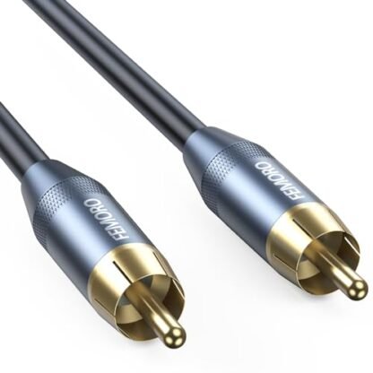 Femoro Cabo de subwoofer de 3 metros, FEMOEO cabo de áudio coaxial digital fio de subwoofer SPDIF cabos RCA únicos para SVS subwoofer Hi-Fis Home Theater Blu-ray HDTV Receptores estéreo DVD etc (Equipamentos)