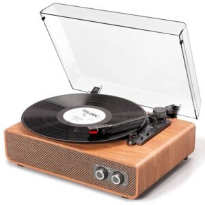 Toca-discos de vinil marrom