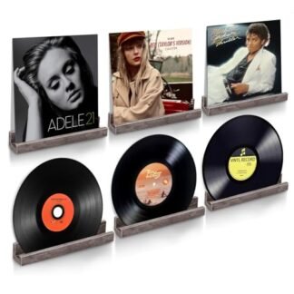 ELITEROO Conjunto de 6 suportes para discos, prateleiras flutuantes de 30,5 cm para discos de vinil, prateleira de madeira para CDs, álbum, armazenamento de obras de arte, audição diária de LP no (Equipamentos)