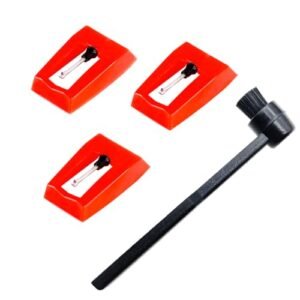 Pacote com 3 agulhas de substituição para toca-discos com escova de limpeza Stylus, agulhas para toca-discos de vinil Victrola, Crosley, Jensen, Boytone, York Yorx (Equipamentos)