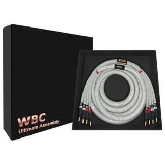 WORLDS BEST CABLES 8 pés Ultimate - 12 AWG - Ultra-Pure OFC - Cabo de alto-falante audiófilo HiFi único bi-Amp premium para canal central com plugues banana dourado Eminence e jaqueta de tweed prata (Equipamentos)