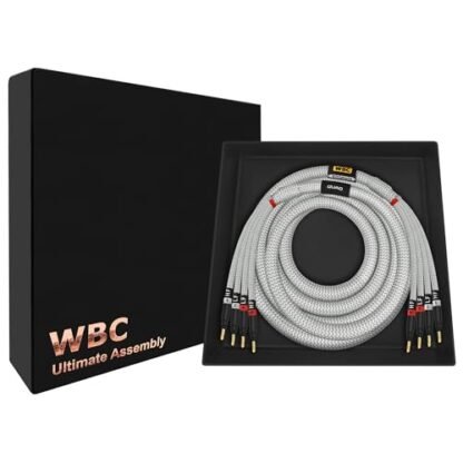 WORLDS BEST CABLES 8 pés Ultimate - 12 AWG - Ultra-Pure OFC - Cabo de alto-falante audiófilo HiFi único bi-Amp premium para canal central com plugues banana dourado Eminence e jaqueta de tweed prata (Equipamentos)