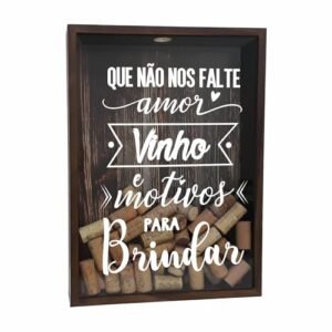 Bela Vista Home Decor - Quadro para Rolhas de Vinho e Champanhe - Madeira de Reflorestamento, Vidro - 27x37cm