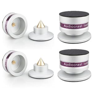 Tertullus 4 peças de alumínio para alto-falante + pés de isolamento de alto-falante, almofada superior para toca-discos para amplificador, alto-falante, tocador, subwoofer, prata (Equipamentos)