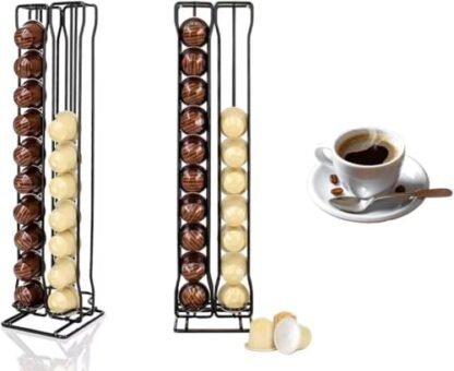 Suporte Porta 40 Cápsulas Café Nespresso Três Corações Organizador Torre Preto