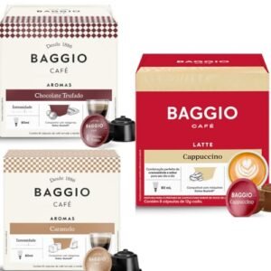 kit Café Baggio com 28 Cápsulas de Café Compatíveis com Dolce Gusto Sabores Cappuccino e Chocolate Trufado e Caramelo
