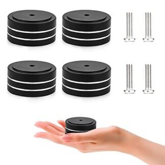 4 peças de pé de isolamento de alto-falante de áudio HiFi 4020 mm, protetor de piso de alumínio à prova de vibração para alto-falante/subwoofer/amplificadores/CD/AMP/toca-discotecas/leitor de DVD/DAC (preto) (Equipamentos)