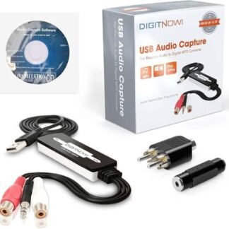 DigitPro Placa de captura de áudio USB 2.0 para discos de vinil, prendedor de áudio para fitas cassete para conversor digital de MP3 com interface de música estéreo RCA/3,5 mm, suporta Mac e Windows 7 (Equipamentos)