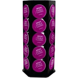 Porta Capsulas Compátivel Suporte para Café Dolce G Preto Cantinho do Café Organização , D Gusto 30 Capsulas Preta Giratória Armazenamento Pouco Espaço Cantinho Coffe Sofisticação