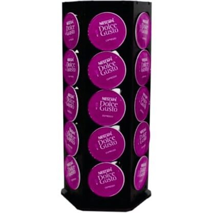 Porta Capsulas Compátivel Suporte para Café Dolce G Preto Cantinho do Café Organização , D Gusto 30 Capsulas Preta Giratória Armazenamento Pouco Espaço Cantinho Coffe Sofisticação